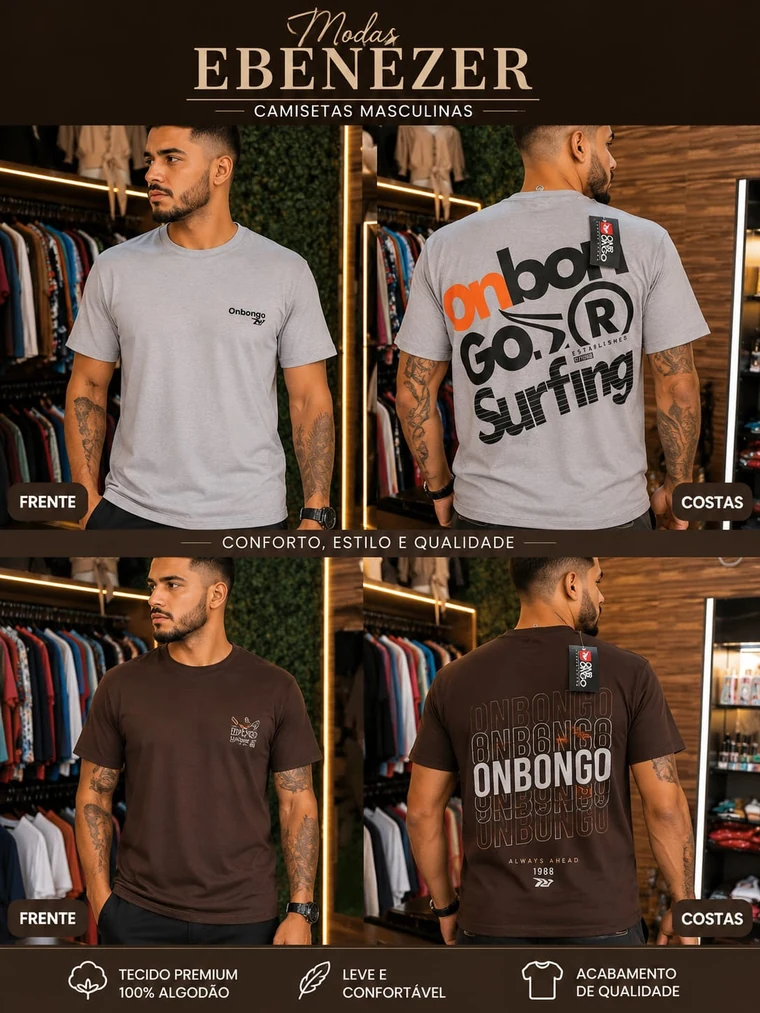 Camisetas masculinas estampadas da Modas Ebenézer